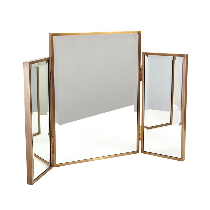Tri-Fold Vanity Mirror- Brass