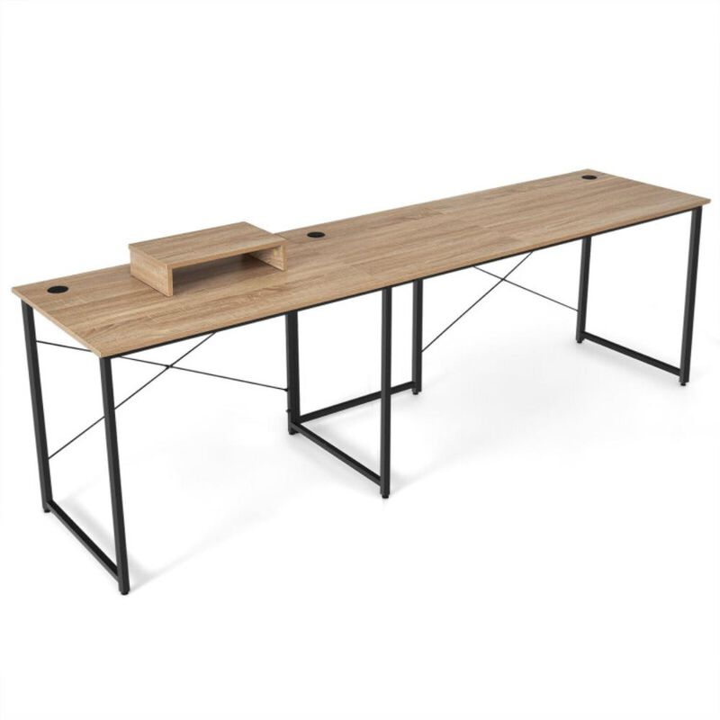 Hivvago 2-Person L-Shaped Long Reversible Computer Desk with Monitor Stand