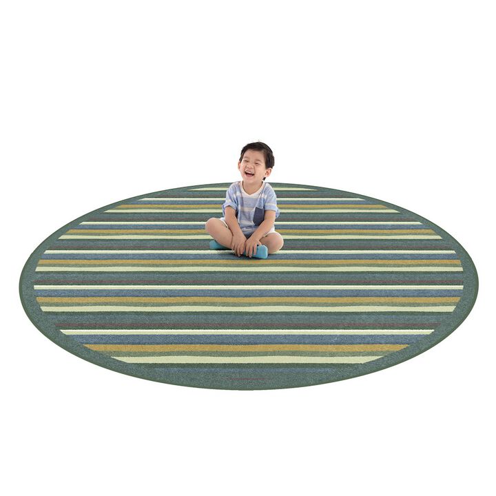 Joy Carpets Kid Essentials Yipes Stripes  Round Area Rug in Color Soft