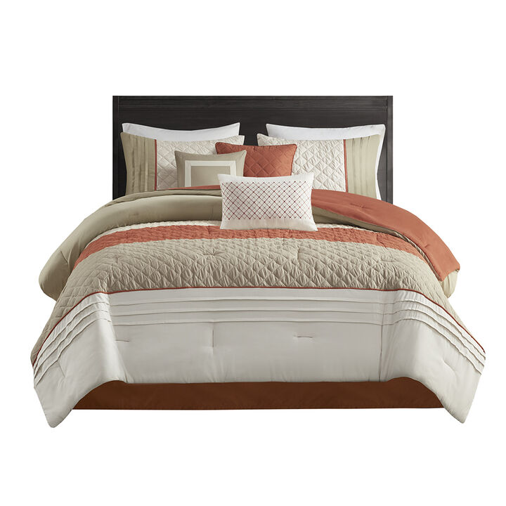 Gracie Mills 7-Piece Transitional Color Block Comforter Set
