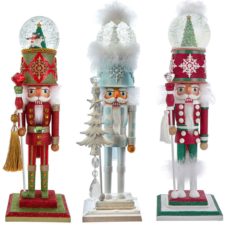 21-Inch Nutcracker Soldier with Water Globe Hat: Festive Holiday Decoration with Charming Details