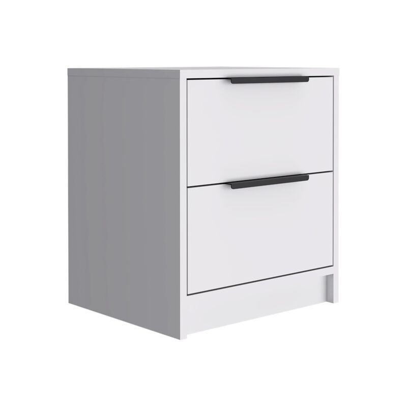 HomeRoots 19" White Wood Two Drawer Nightstand image number 2
