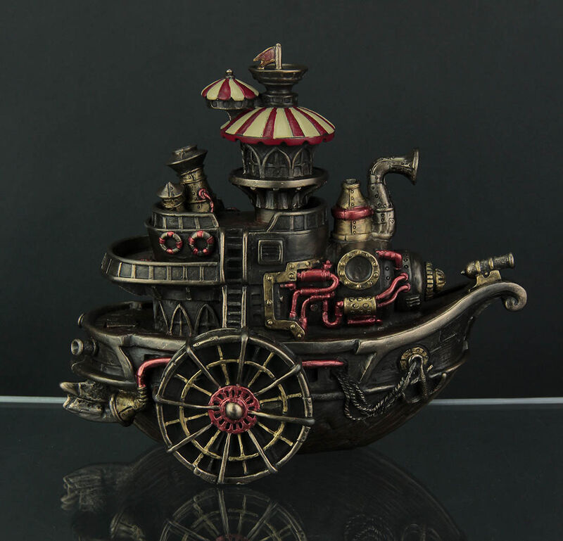 Hand Painted Steampunk Style Airship Gondola Statue image number 2