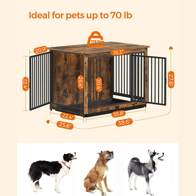 Metal Dog Crate for Indoor Use &ndash; Secure Kennel for Dogs Up to 70 lb with Dual Doors and Tray image number 2