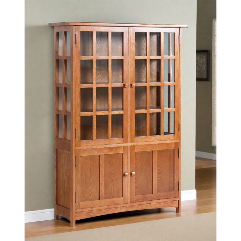 Crafters and Weavers Mission Oak 4 Door Display China Cabinet - Michael's Cherry Stain