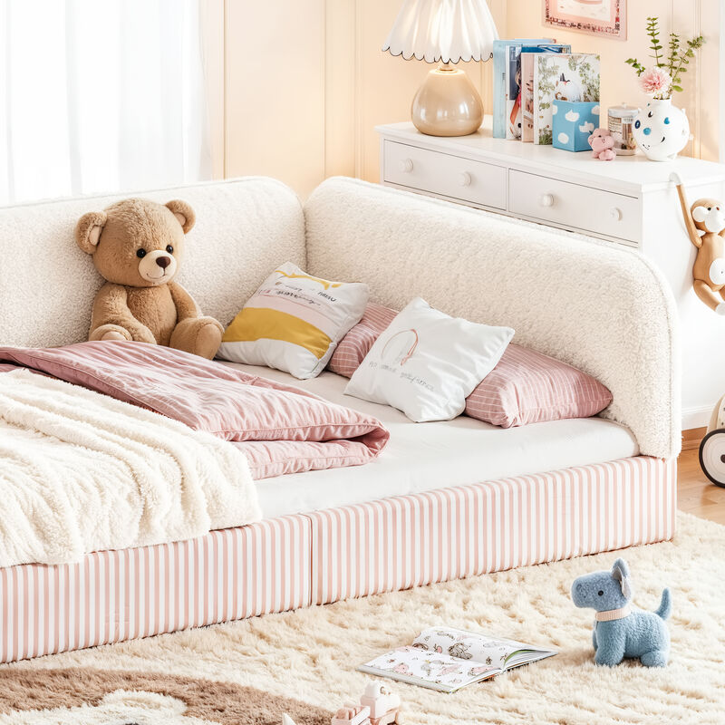 Hemzas Teddy Boucl&eacute; Upholstered Kids Daybed Frame image number 6