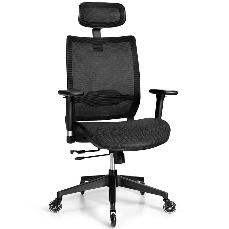 Adjustable Mesh Computer Chair with Sliding Seat and Lumbar SupportBlack
