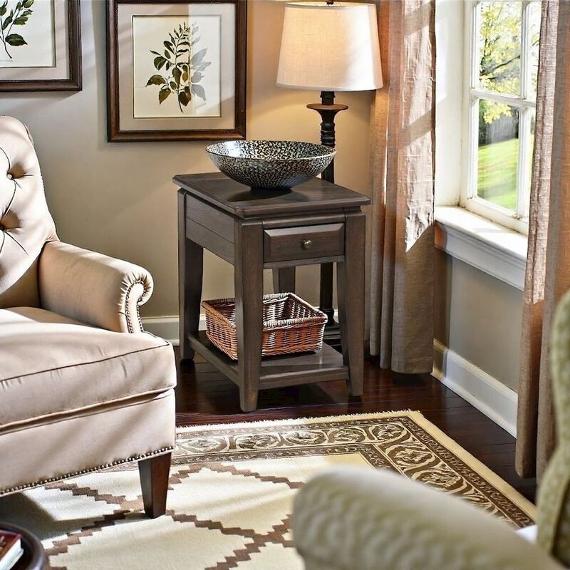 FurniFact Mahogany Side Table with 1 Drawer &ndash; Wooden Table for Bedroom or Living Room image number 4