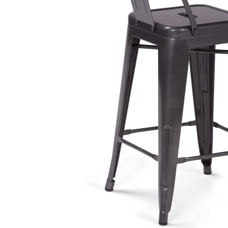 Rayne Industrial Metal 24 inch Counter Height Stool (Set of 2) in Grey