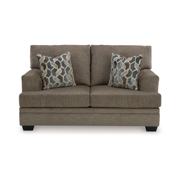 Ead Loveseat, 4 Accent Throw Pillows, Nutmeg Brown Polyester 67 Inch