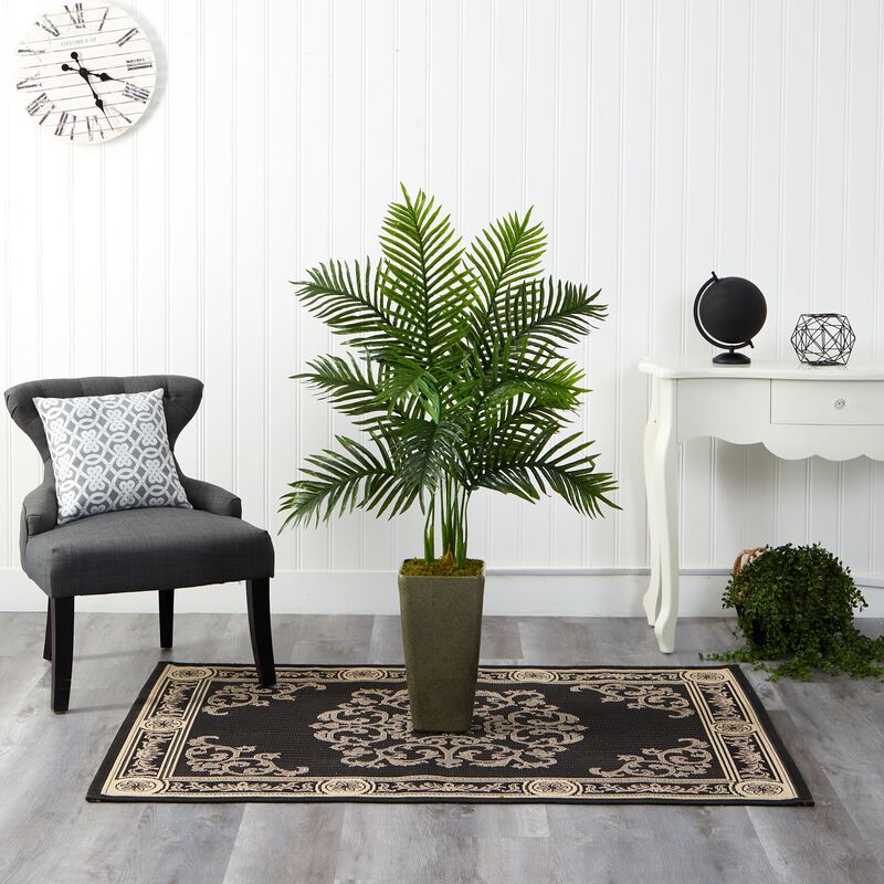 HomPlanti 4 Feet Areca Palm Artificial Tree in Green Planter (Real Touch) image number 3