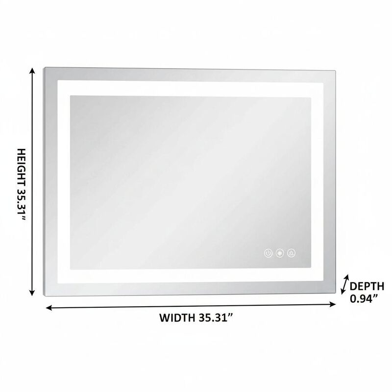 HomeRoots 35" Lighted Frameless Bathroom Vanity Mirror image number 3