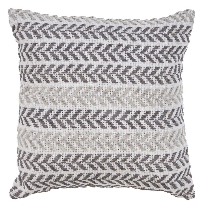 Textured Chevron Cotton Zippered Pillow &ndash; Decorative Accent Cushion for Living Room or Bedroom