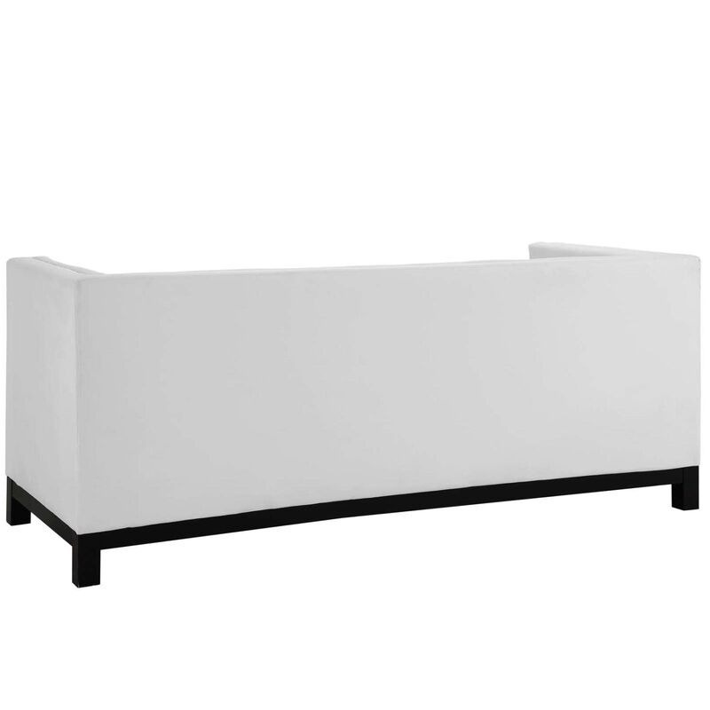 Modway Imperial Modern Bonded Leather Upholstery Sofa with Bolster Pillows in White