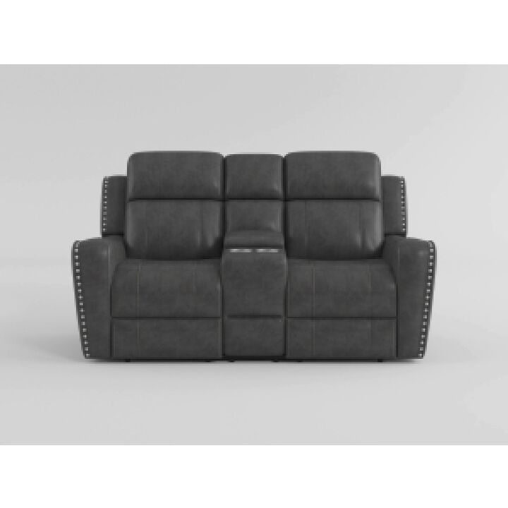 Gimo Dual Manual Recliner Loveseat, Dark Gray Microfiber, 72 Inch - Benzara