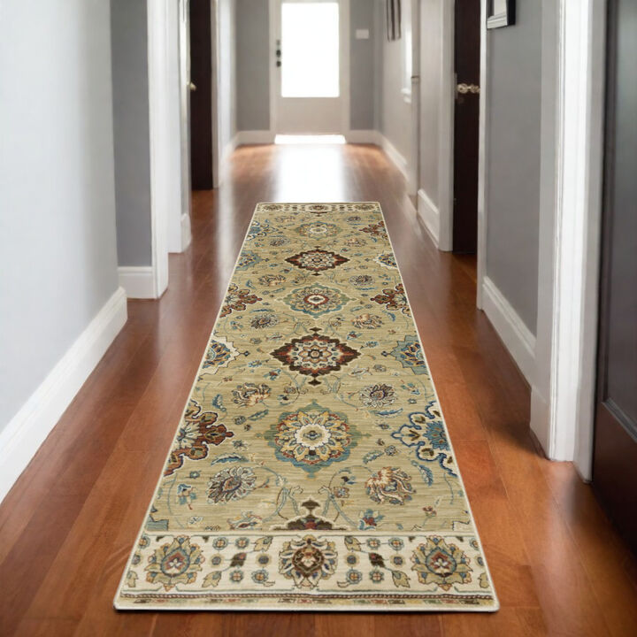 HomeRoots Floral Area Rug With Fringe