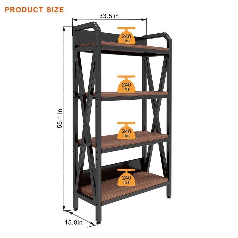 4-Tier Bakers Rack with Metal and Wood Shelves for Kitchen and Home Storage image number 5