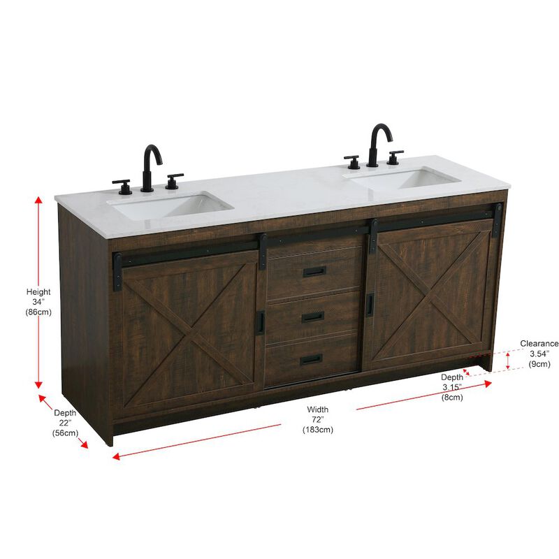 Elegant Kitchen and Bath Austin 72 Inch Double Bathroom Vanity In Expresso