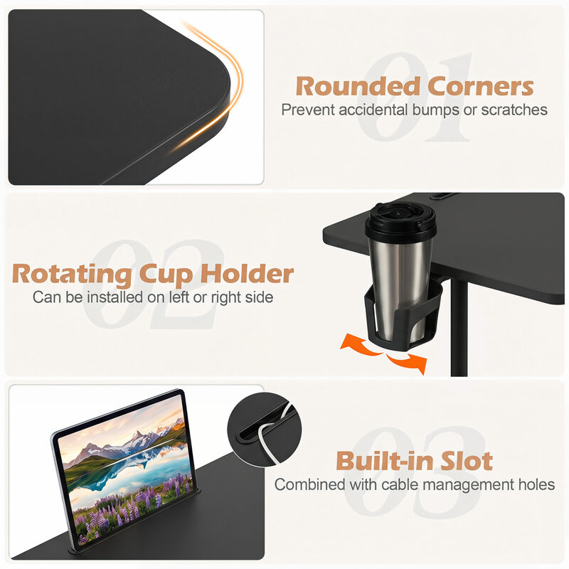 Mobile Rolling Standing Desk with Adjustable Height Cup Holder and Storage Basket image number 6
