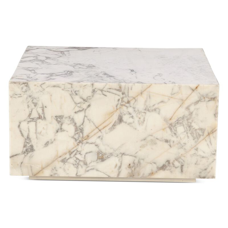 World Interiors Giza 32 Drum Coffee Table in Alabaster Marble