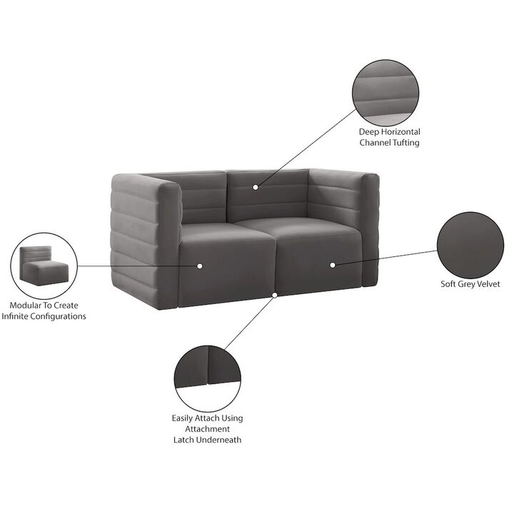 Meridian Furniture Quincy Grey Velvet Modular Sofa