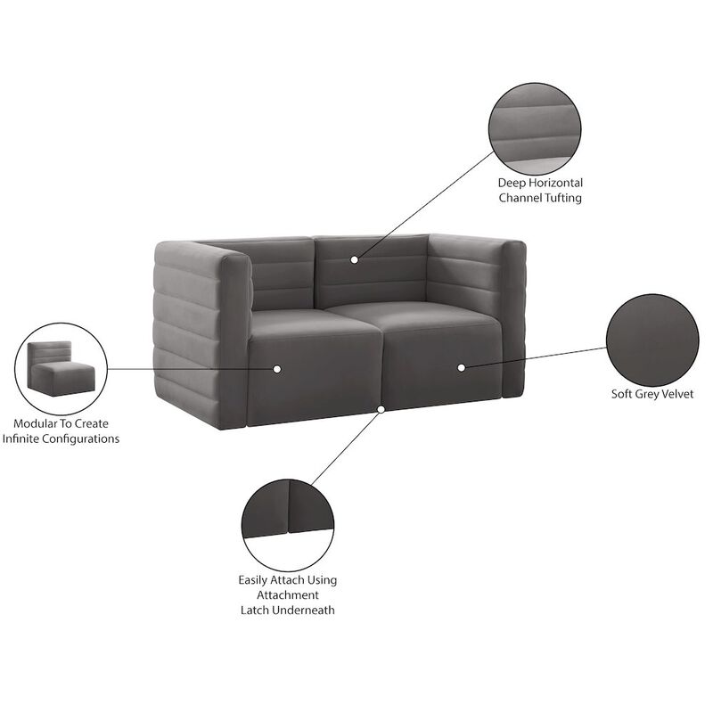 Meridian Furniture Quincy Grey Velvet Modular Sofa
