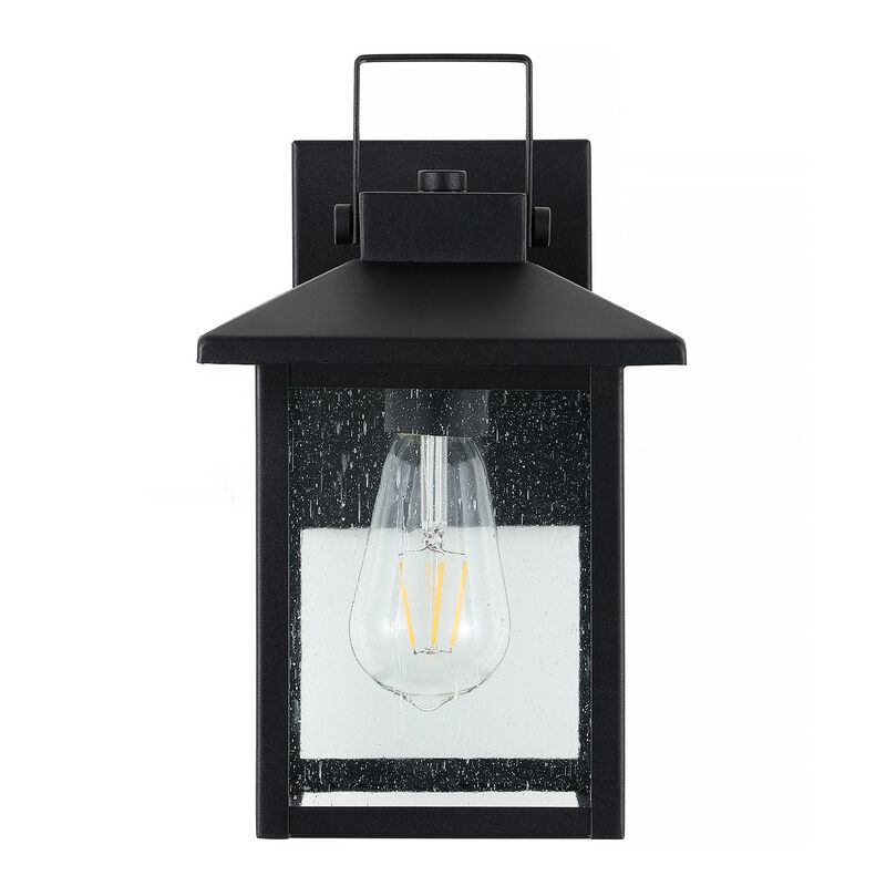 Bungalow 1-Light Iron/Seeded Glass Rustic Traditional Lantern LED Outdoor Sconce