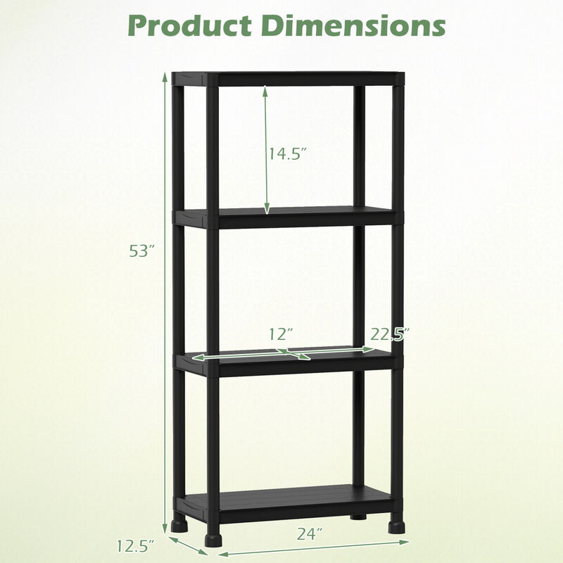 Freestanding 4 Tier Plastic Shelving Unit for Garage Home and Utility Room-Black image number 2