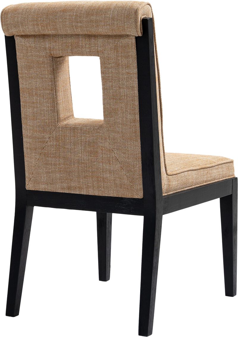 Meridian Furniture Gwendolyn Cognac Linen Textured Fabric Dining Side Chair, Set of 2
