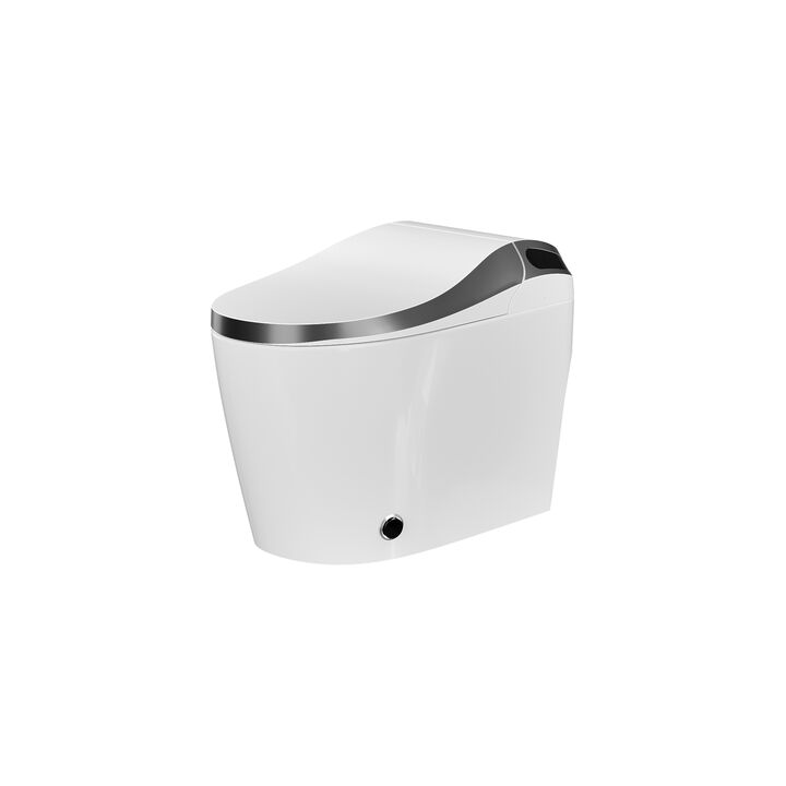 FUFU&GAGA Smart Toilet with Intelligent Seat Automatic Flip‑Cover Remote Flush Self‑Cleaning Nozzle 26.6 in. L × 15.2 in. W × 19.3 in. H White