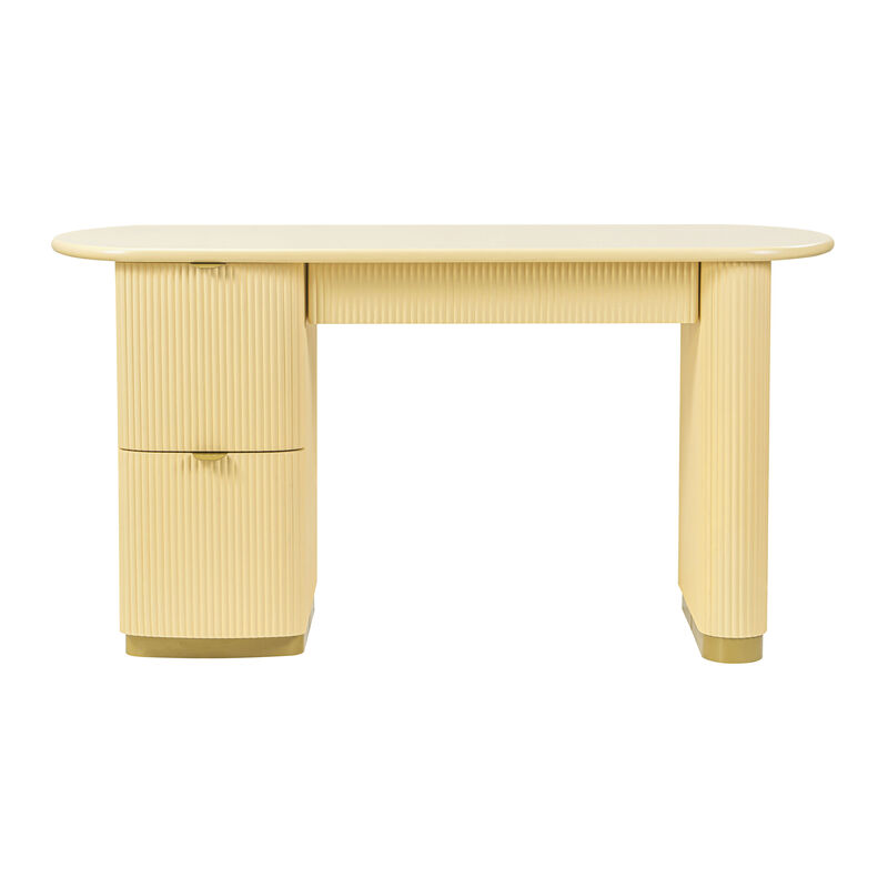 Francesca Yellow Peach 3-Drawer Desk