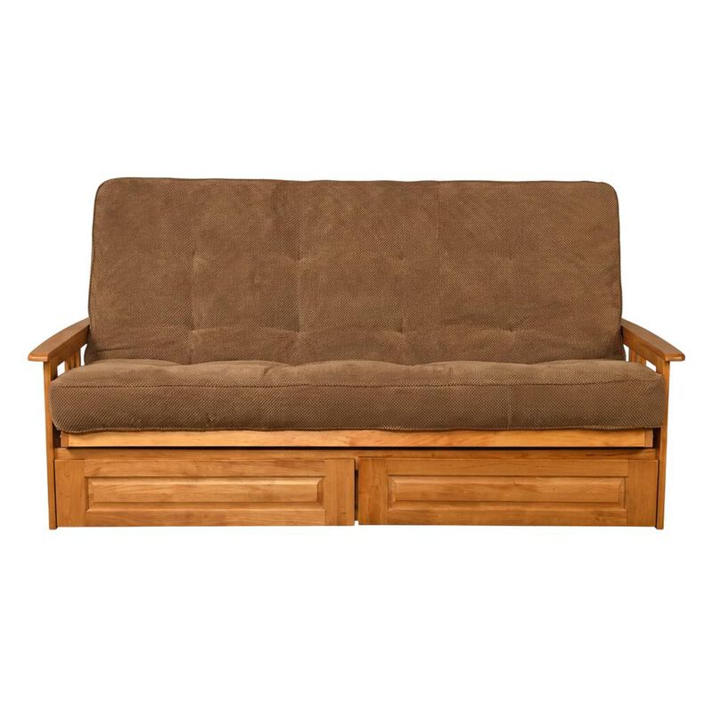 Phoenix Frame Queen-Butternut Finish-Marmont Mocha Mattress-Storage Drawers image number 0