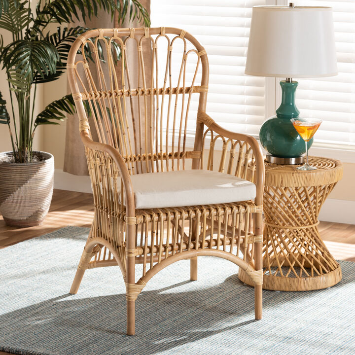 Baxton Studio Aya Modern and Contemporary Natural Finished Rattan Armchair