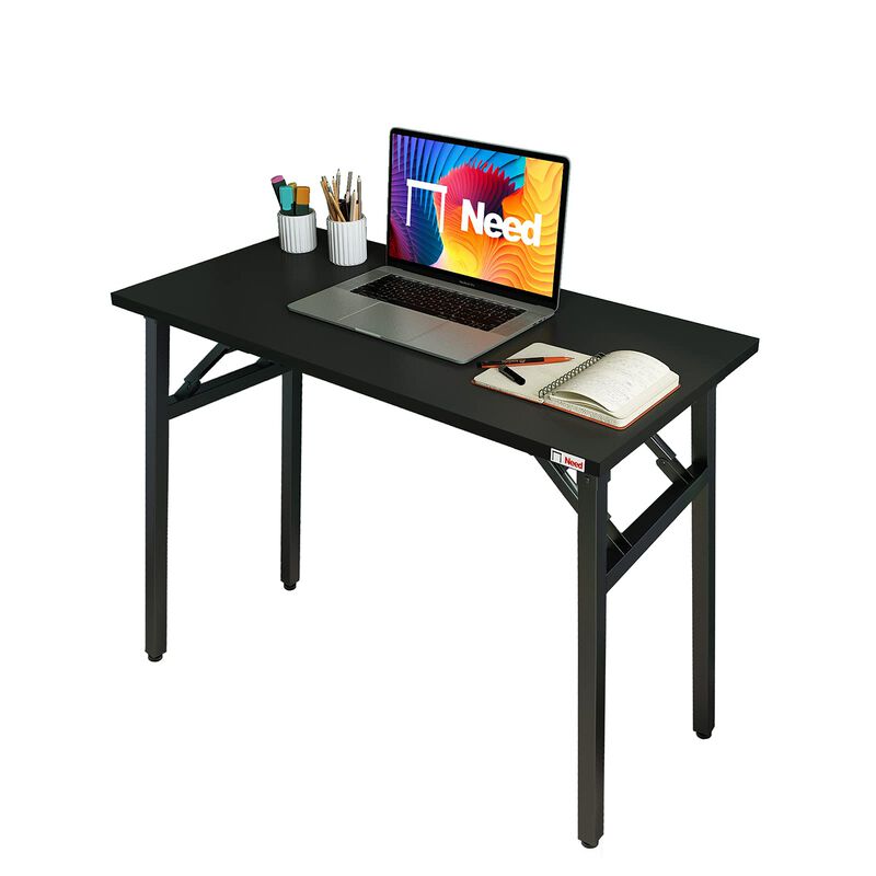 Need Folding Desk - 31 1/2 No Assembly Foldable Small Computer Table,Sturdy and Heavy Duty Writing Desk for Small Spaces, Blac