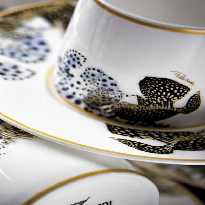 Coffee Cup & Saucer FLOWERS MODEL F-B Set of 2 in Luxury Box  diam. 2.3", H 2.5", Cap. 4 oz, Saucer diam. 4.75" image number 2