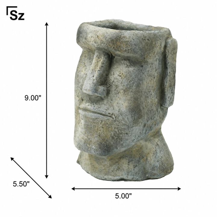 WOW PIONEER Easter Island Cement Planter Statue-Inspired Decorative Plant Holder for Indoor Outdoor Home and Patio Garden Display