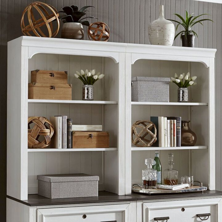Liberty Furniture Lateral File Hutch W32" x D15" x H46" Cottage -  White w/ Charcoal Tops