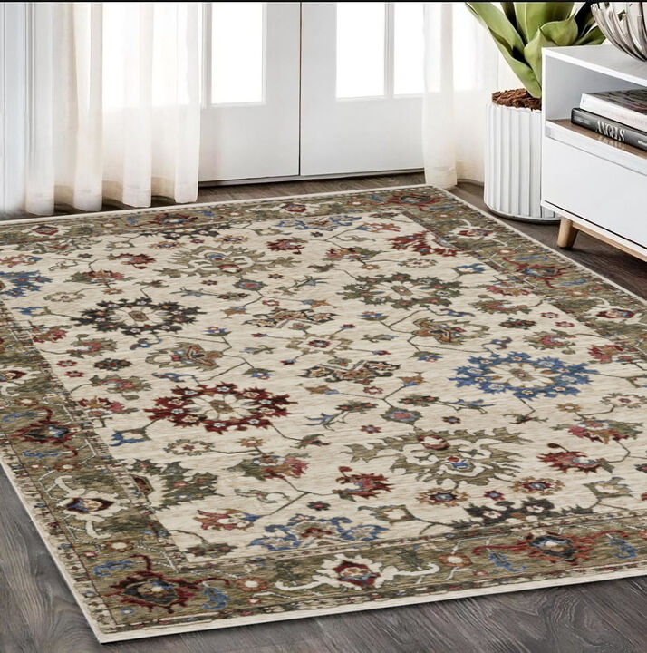 HomeRoots Oriental Area Rug With Fringe