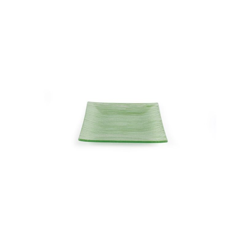 Glass Dinnerware 7.75" x 7.75" Square Green Glass Plate (Set of 2)