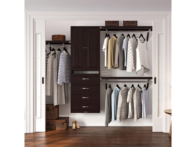 Solid Wood Reach-In Closet Organizer with 4 Drawers and Solid Wood Doors