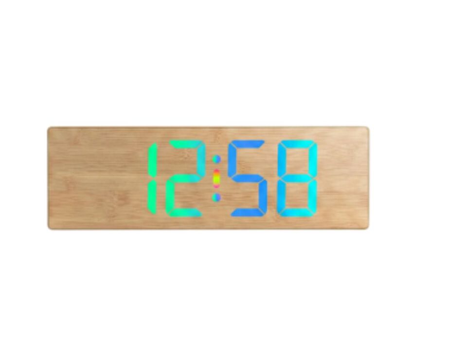 Upgrade Digital Remote Control LED Display Wall Clock 5 Inch Glow In Dark Wood