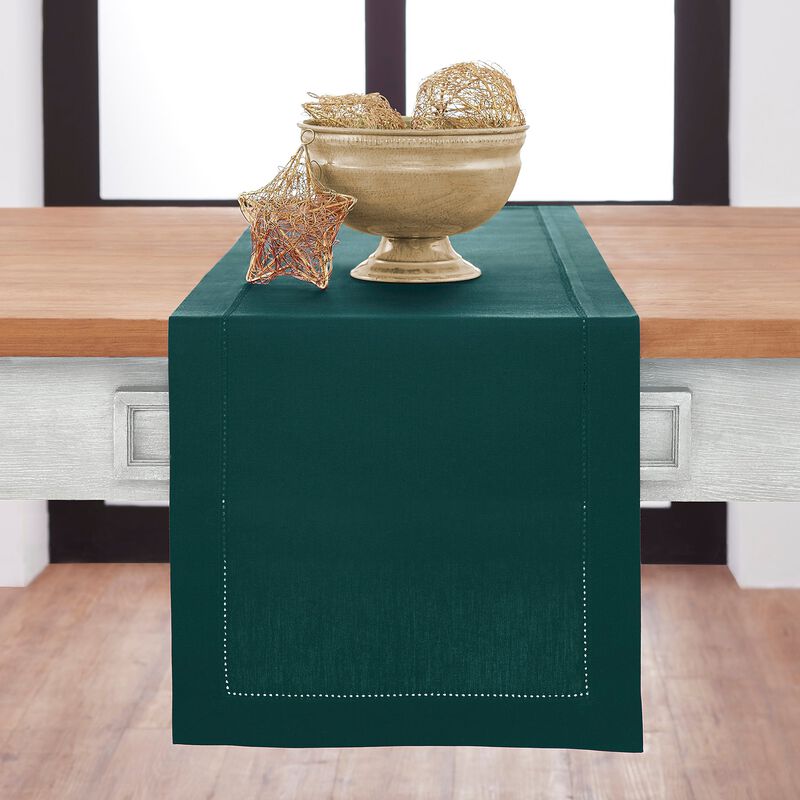 Solino Home Cotton Linen Hemstitch Table Runner &ndash; Handcrafted, Machine Washable, Perfect for Holiday and Everyday Dining