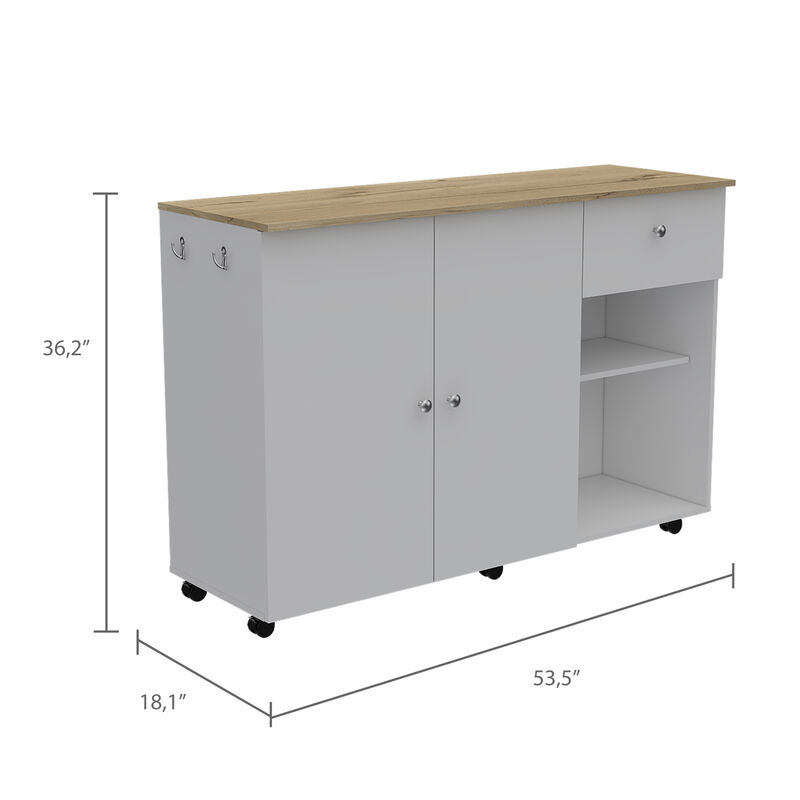 Streamdale Sayville 2-Drawer 2-Shelf Kitchen Island White And Pine image number 7