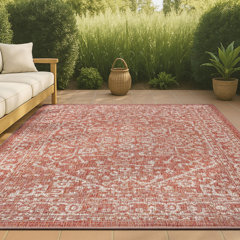 Malta Bohemian Medallion Textured Weave Indoor/Outdoor Area Rug