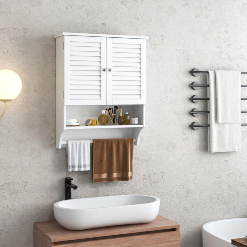 Hivvago 2-Doors Bathroom Wall-Mounted Medicine Cabinet with Towel Bar
