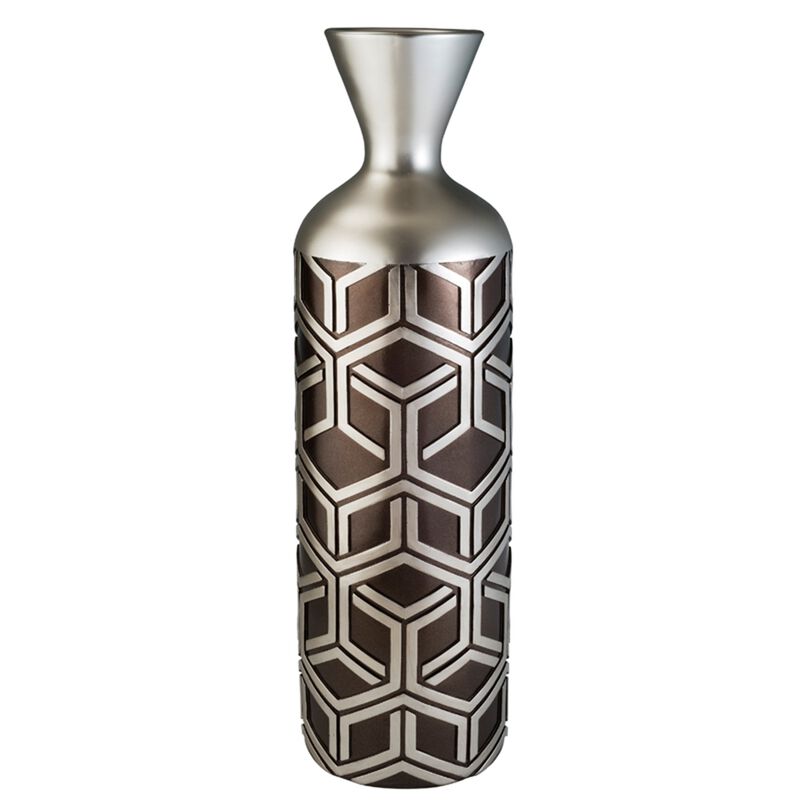 Decorative Geometric Cylinder Polyresin Floor Vase – Modern Tall Vase for Fresh or Artificial Flowers