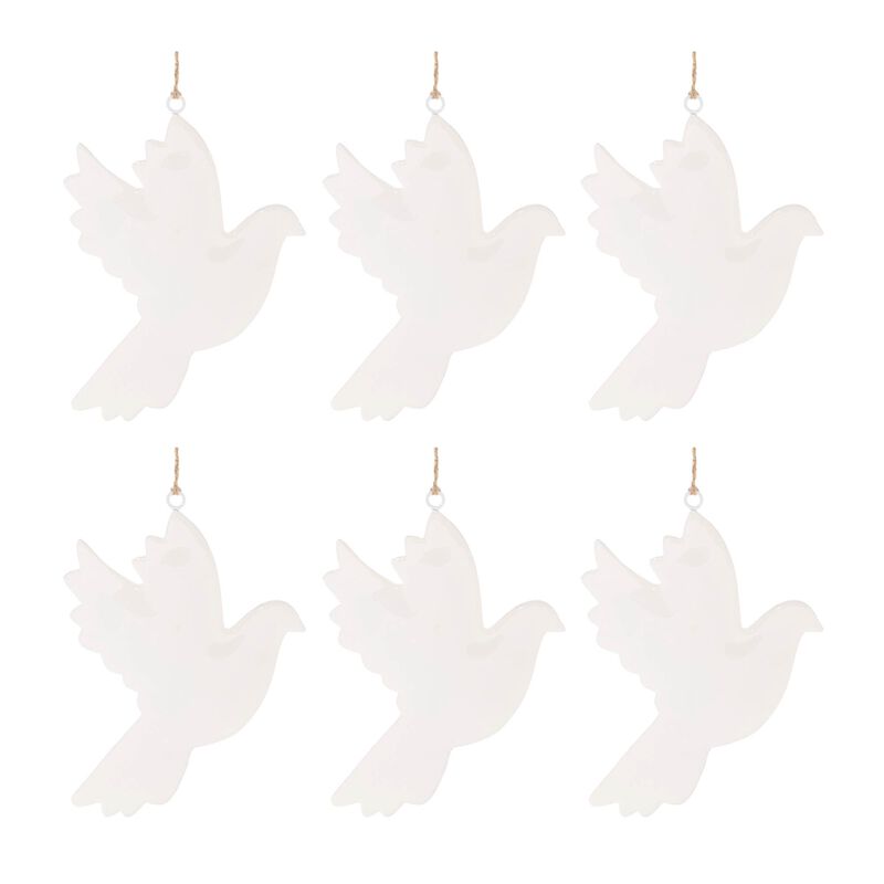 6-Piece Metal Dove Bird Ornament Set – Christmas Tree Decor in Peaceful Bird Silhouettes for Seasonal Styling