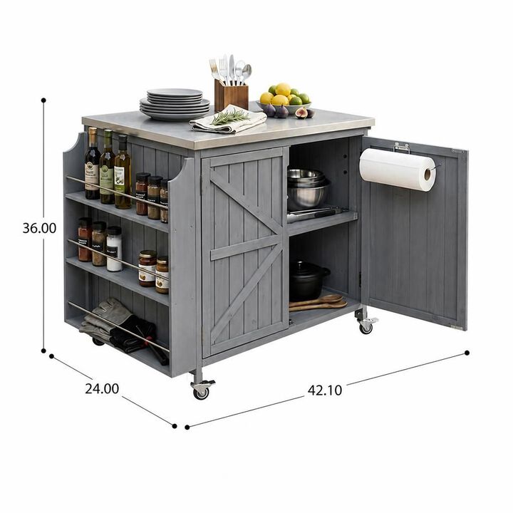 ELEMENT ACE Mobile Outdoor Kitchen Island Grill Cart with Storage, Adjustable Shelf and Locking Wheels for Outdoor Pizza Prep and Cooking