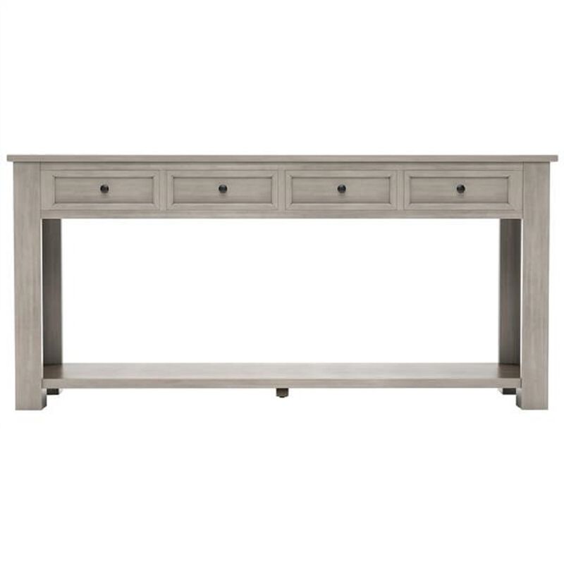 Entryway Console Table with Storage Drawers & Lower Shelf, Narrow Sofa Table for Hallway