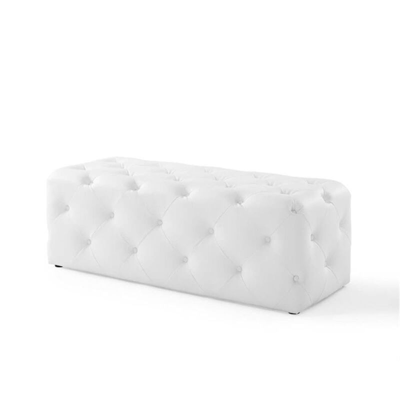 Modway EEI-3767-WHI Anthem 48" Tufted Button Entryway Faux Leather Bench, White image number 4